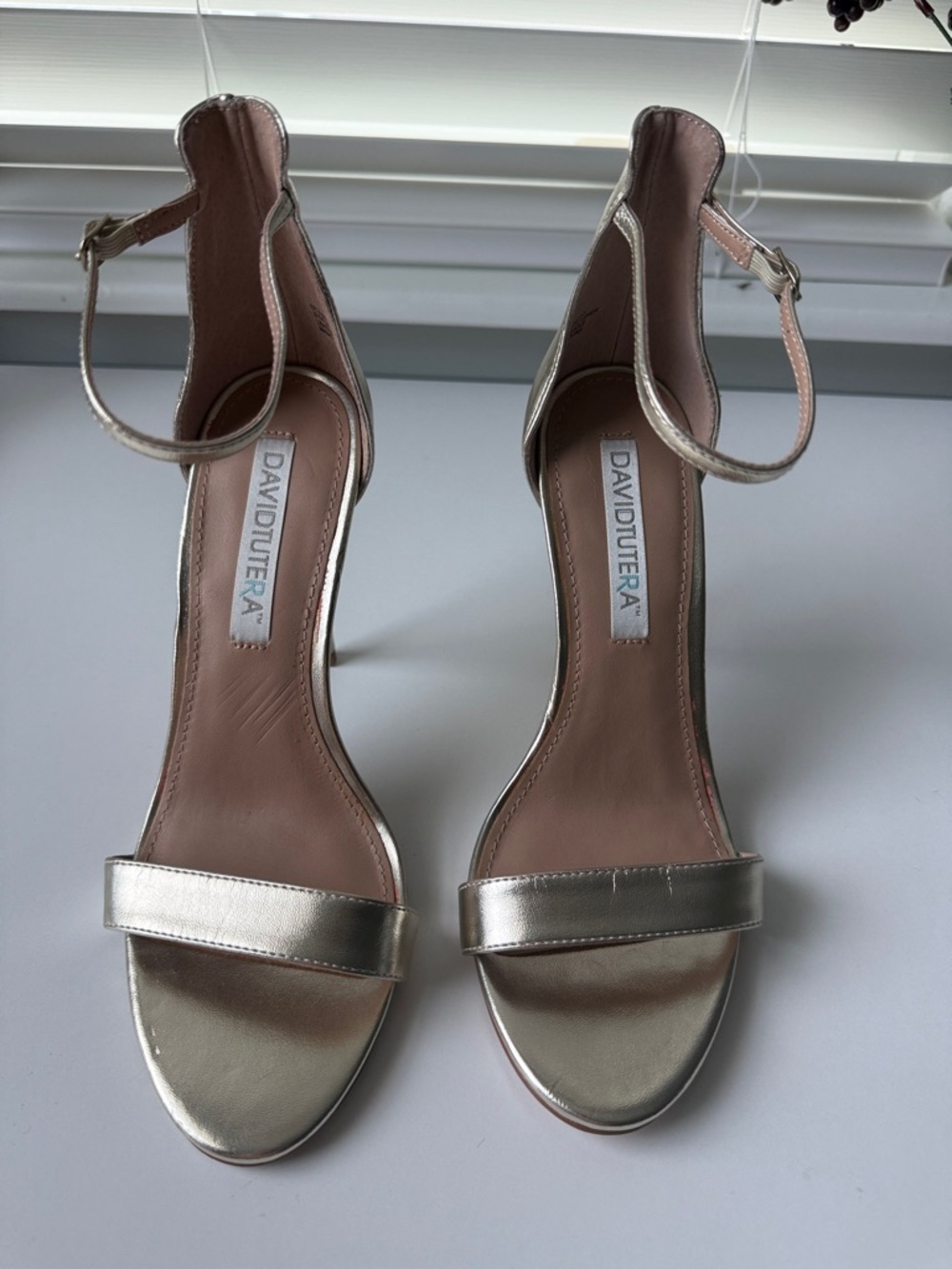 David Tutera Gold Metallic Ankle-Strap Sandals